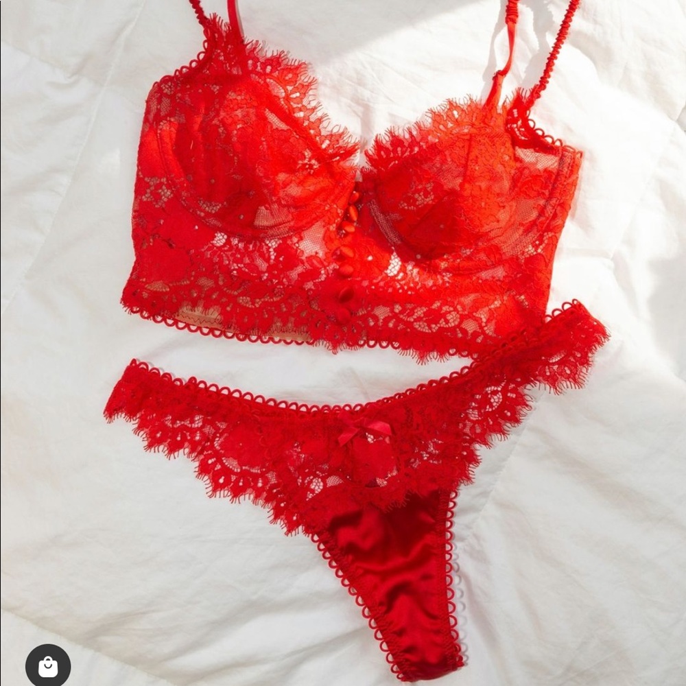 2 PIECE FOR LOVE & LEMONS Faye Lace Underwire Bra & Cheeky or Thong set - Picture 3 of 16